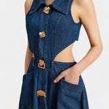Vestido de Denim Sin Mangas Alia con Corte Moderno