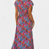Vestido Largo Ximena con Estampado Floral y Abertura Lateral