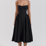 Vestido Midi Felicity con Corsé y Sin Mangas
