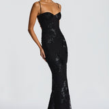 Vestido maxi ajustado con encaje