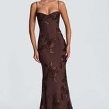 Vestido maxi ajustado con encaje