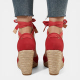 Sandalias Tacón Mujer Encaje