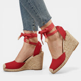 Sandalias Tacón Mujer Encaje