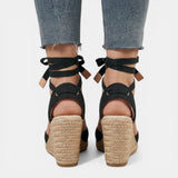 Sandalias Tacón Mujer Encaje