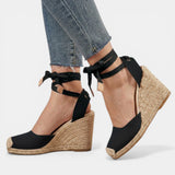 Sandalias Tacón Mujer Encaje