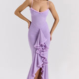 Vestido Maxi Sin Mangas con Volantes Roxanne