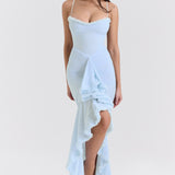 Vestido Maxi Sin Mangas con Volantes Roxanne