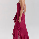 Vestido Maxi Sin Mangas con Volantes Roxanne