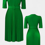 Vestido Plisado Zandie con Botones Decorativos