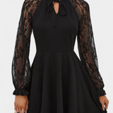 Vestido Mini de Encaje Floral Jasella con Mangas Largas
