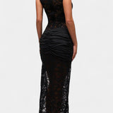 Vestido Maxi Irina de Encaje con Detalles Dorados
