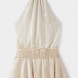 Vestido Mini Azucena con Espalda Abierta y Cintura Plisada