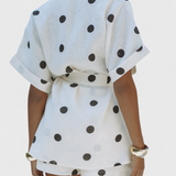 Conjunto Avila Kimono con Nudo y Pantalones Cortos de Lunares