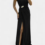 Vestido Maxi Plisado Shiloh con Abertura Lateral y Escote Cruzado