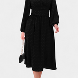 Vestido Midi de Oficina Faela con Puntos Suizos
