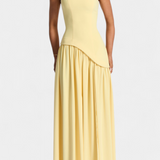 Vestido Maxi de Chiffon Celaena con Hombros Descubiertos y Abertura Lateral