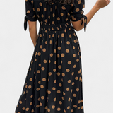 Vestido Midi de Lunares Lizzie con Escote en V Profundo