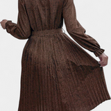 Vestido Midi Plisado con Estampado de Leopardo Evabeth