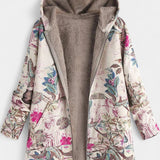 Abrigo Floral de Invierno de Abril con Capucha