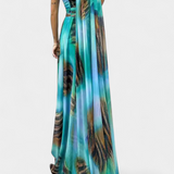 Vestido Maxi Cedara de Un Hombro con Detalle Floral