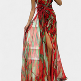 Vestido Maxi Asimétrico Aylin con Estampado Vibrante