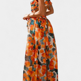 Vestido Zuleika de Chiffon con Volantes y Aberturas Laterales