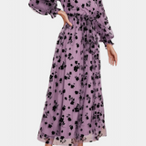 Vestido Maxi de Encaje Floral Iolanda con Mangas de Linterna