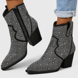 Botas Elegantes Berenice con Patchwork y Cierre Lateral