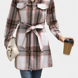 Vestido Camisa Mini Check Masia con Cinturón