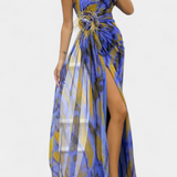 Vestido Maxi Asimétrico Aylin con Estampado Vibrante