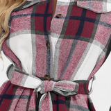 Vestido Camisa Mini Check Masia con Cinturón