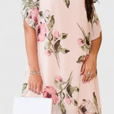 Vestido de Chiffon Fluido Tameka con Pétalos y Mangas Transparentes