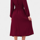 Vestido Midi de Oficina Faela con Puntos Suizos
