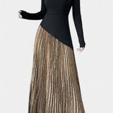 Vestido Leya Elegante con Bloques de Color y Mangas Largas