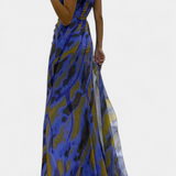 Vestido Maxi Asimétrico Aylin con Estampado Vibrante