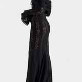Vestido Maxi de Encaje Rosalie con Hombros Descubiertos