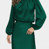 Vestido Maxi Cecila con Cuello Alto y Detalle Floral