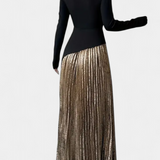 Vestido Leya Elegante con Bloques de Color y Mangas Largas