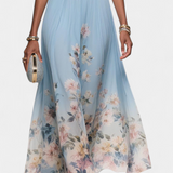 Vestido Maxi Floral Sauline sin Mangas con Escote en V
