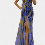 Vestido Maxi Asimétrico Aylin con Estampado Vibrante