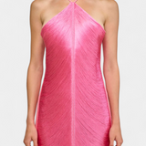 Vestido Jianna de Cuello Halter con Flecos Metálicos
