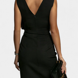 Vestido Elegante Ajustado Rosanna con Escote en V y Abertura Lateral