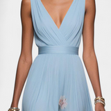 Vestido Maxi Floral Sauline sin Mangas con Escote en V