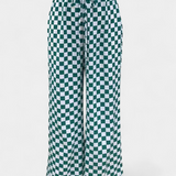 Pantalones Anchos Hilaria con Estampado de Cuadros