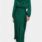 Vestido Maxi Cecila con Cuello Alto y Detalle Floral