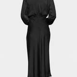 Vestido Maxi Cecila con Cuello Alto y Detalle Floral