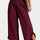 Pantalones Palazzo Justina con Volantes y Cintura Alta
