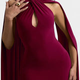Vestido Maxi Faffienia con Cuello Halter y Corte de Ojal