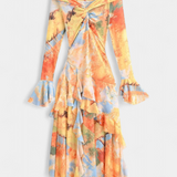 Vestido Largo Asimétrico Agentha con Estampado Tie-Dye
