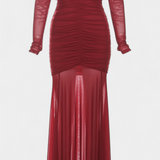 Vestido Cornella Maxi Sin Tirantes con Pliegues Esculturales